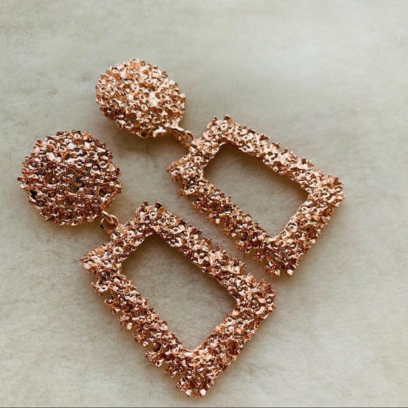 Zara Jewelry - :: Rose Gold Textured Statement Earrings ::